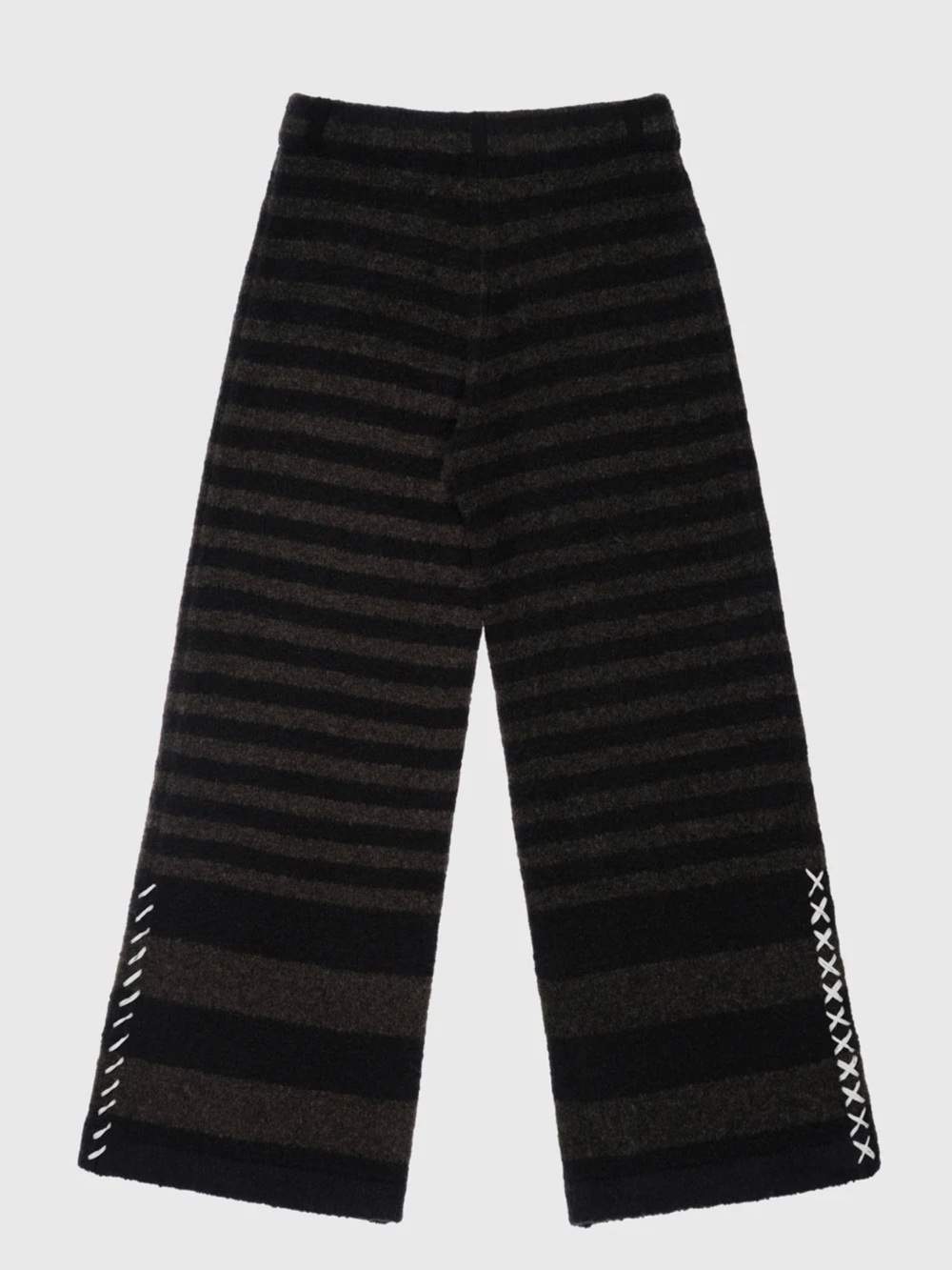 Yan Yan Striped Wide-Leg Knit Pants - Black & Dark Gray